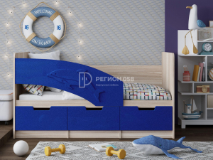 Кровать Дельфин-6 МДФ 1600 Темно-синий металлик