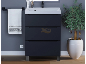 Тумба с раковиной Uperwood Tanos 3 ящика напольная 60 см черная