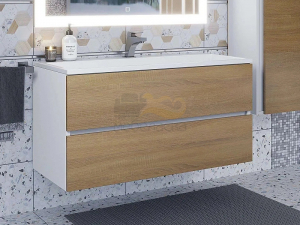 Тумба с раковиной Uperwood Barsa 100 см раковина белая-тумба белая/дуб сонома