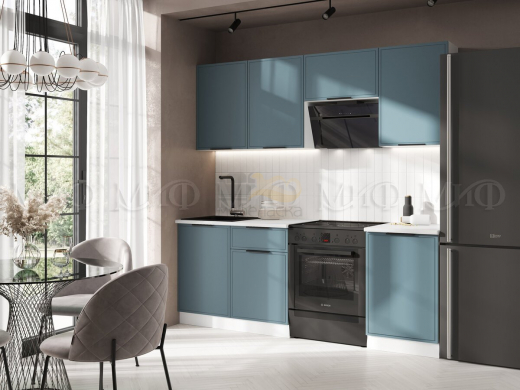 Кухня Николь 2100 мм Браш Блю